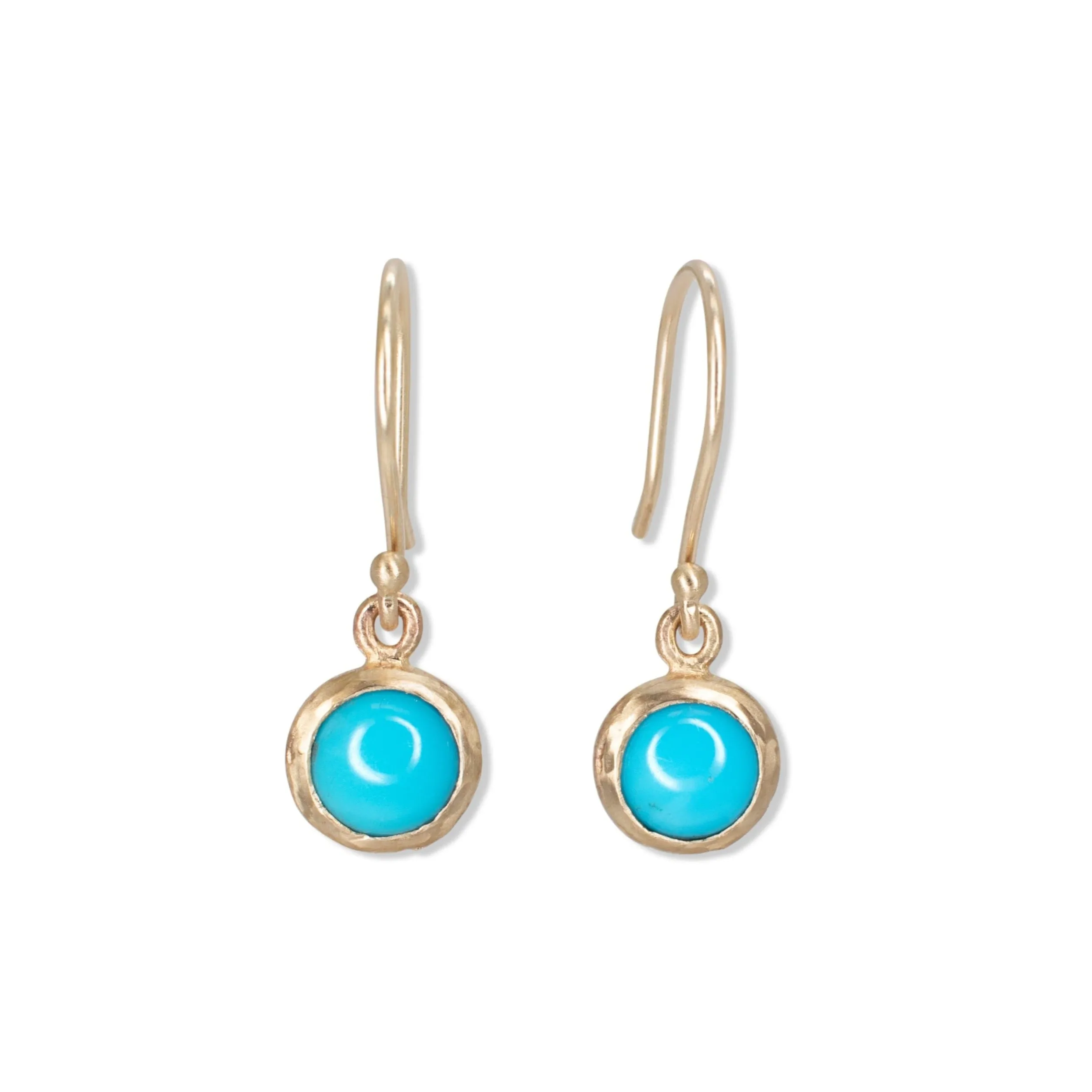 10K Semi-Precious Stone Drop Earrings in Turquoise