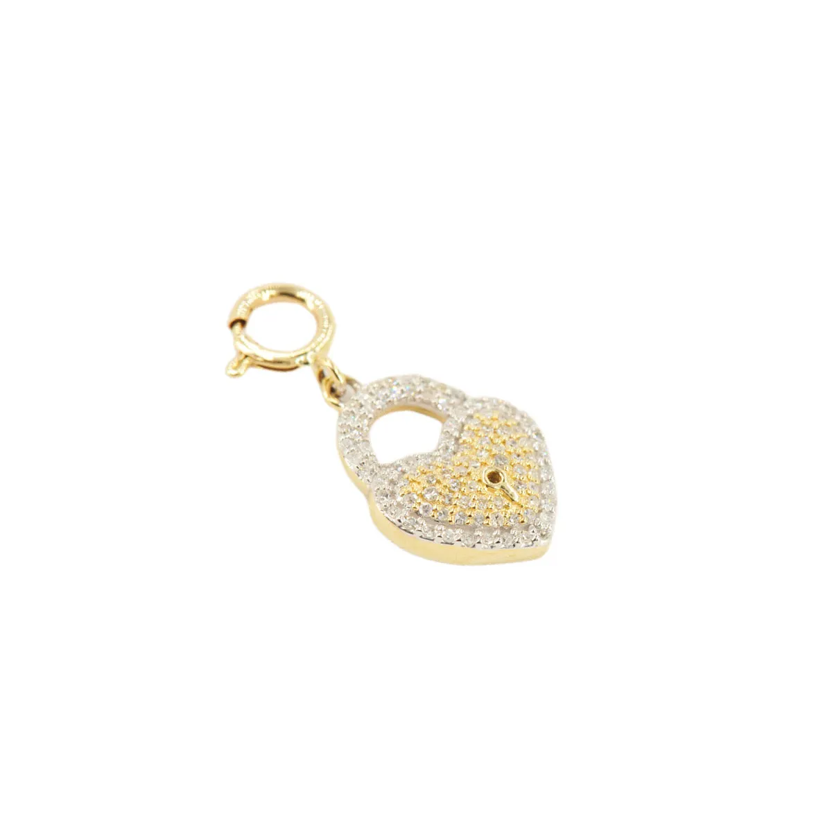 10k Yellow Gold and Diamond 'Heart Lock' Charm - 10056