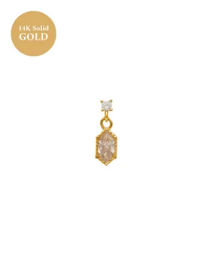 14K Solid Gold Rei Marquise Dangle Single Stud