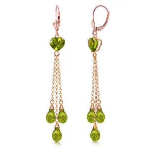 14K Solid Rose Gold Chandelier Earrings w/ Briolette Peridots