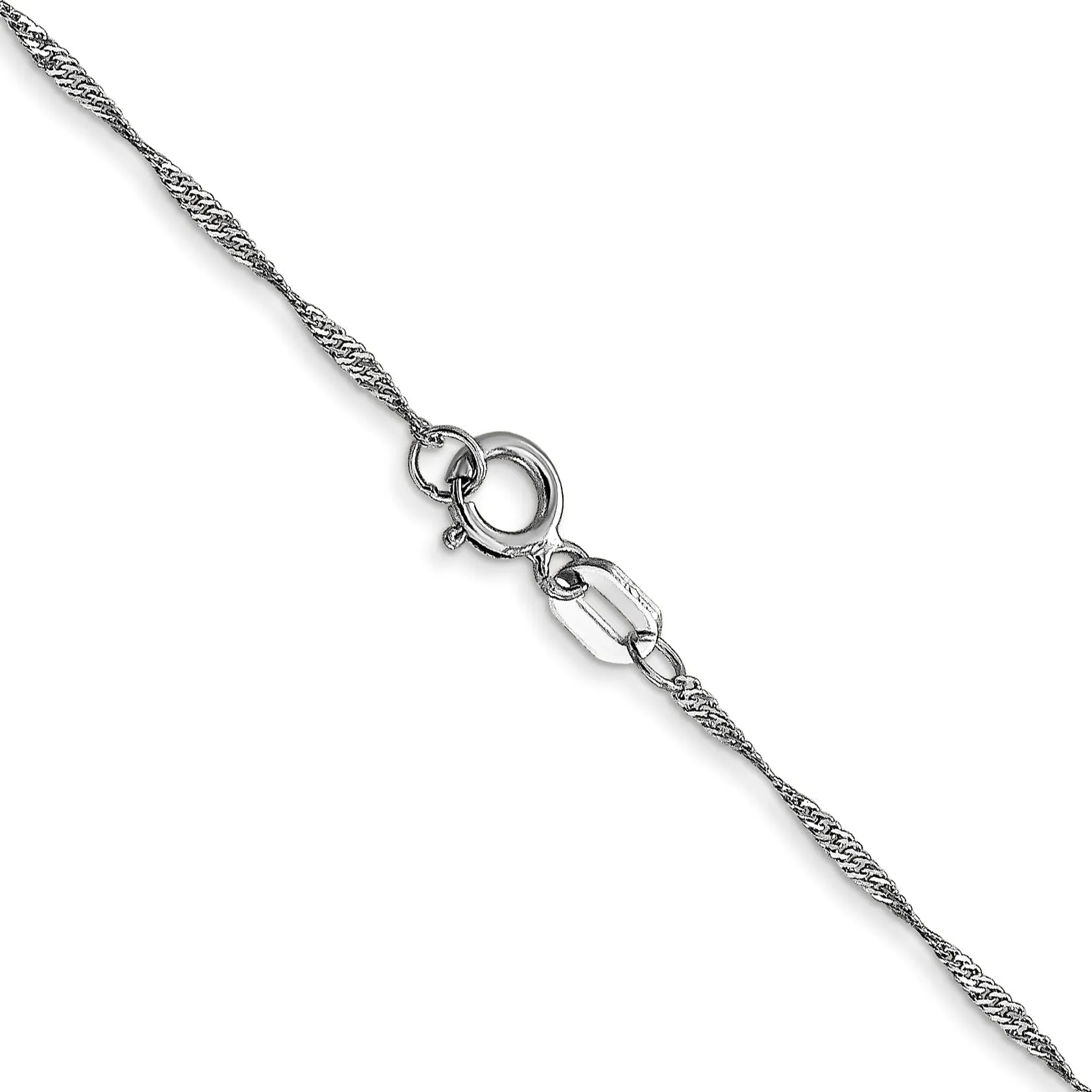 14k White Gold 1.00mm Singapore Carded Chain