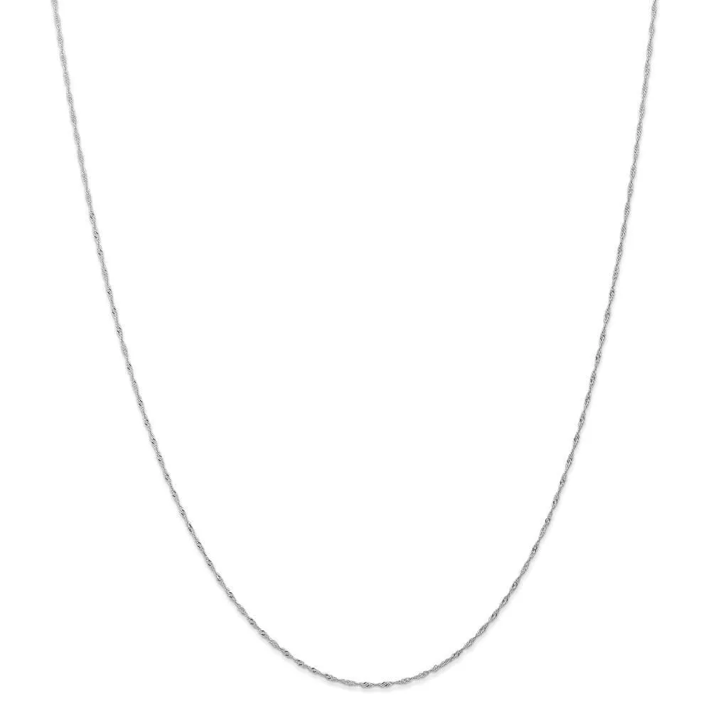 14k White Gold 1.00mm Singapore Carded Chain