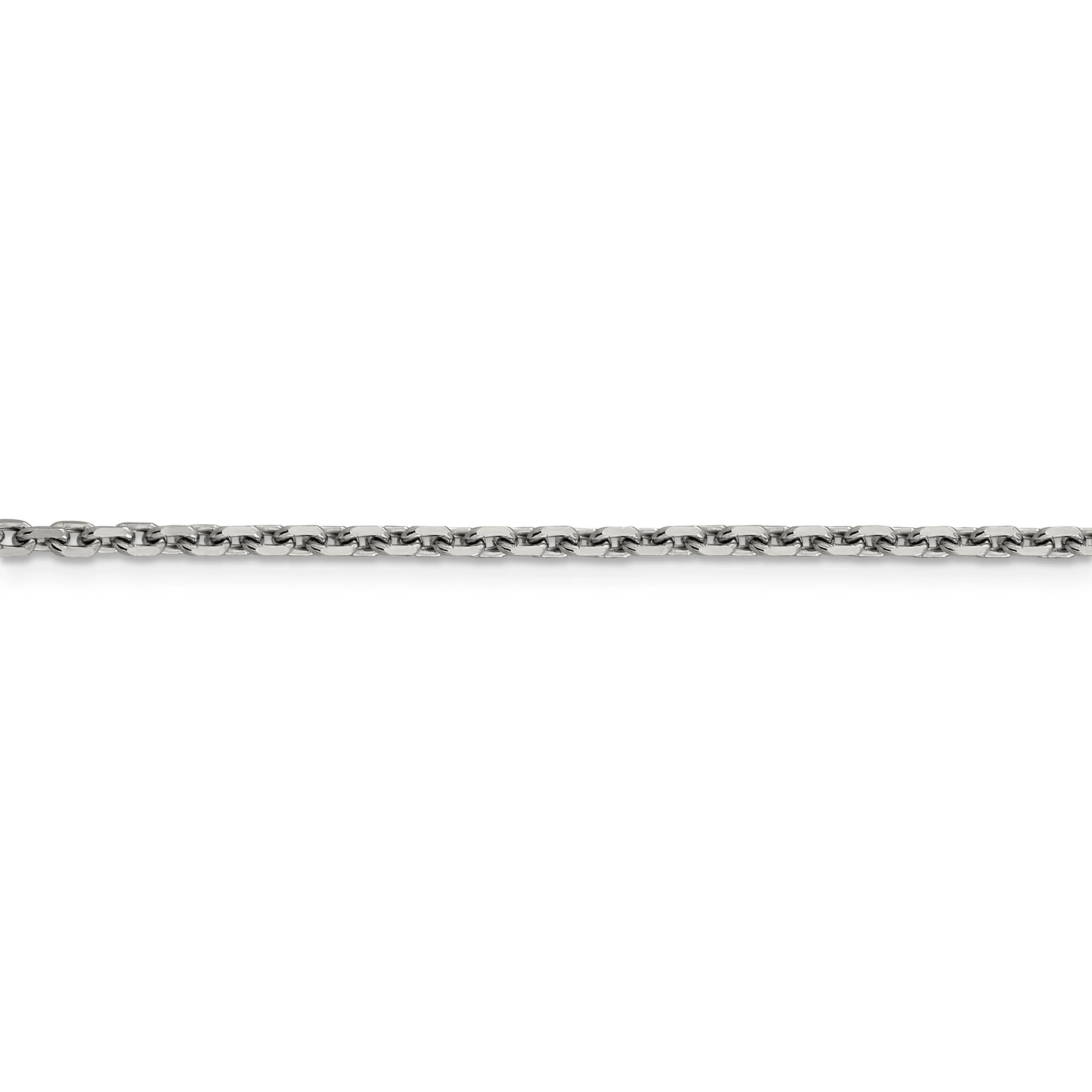 14k White Gold 2.50mm Solid D.C Cable Chain