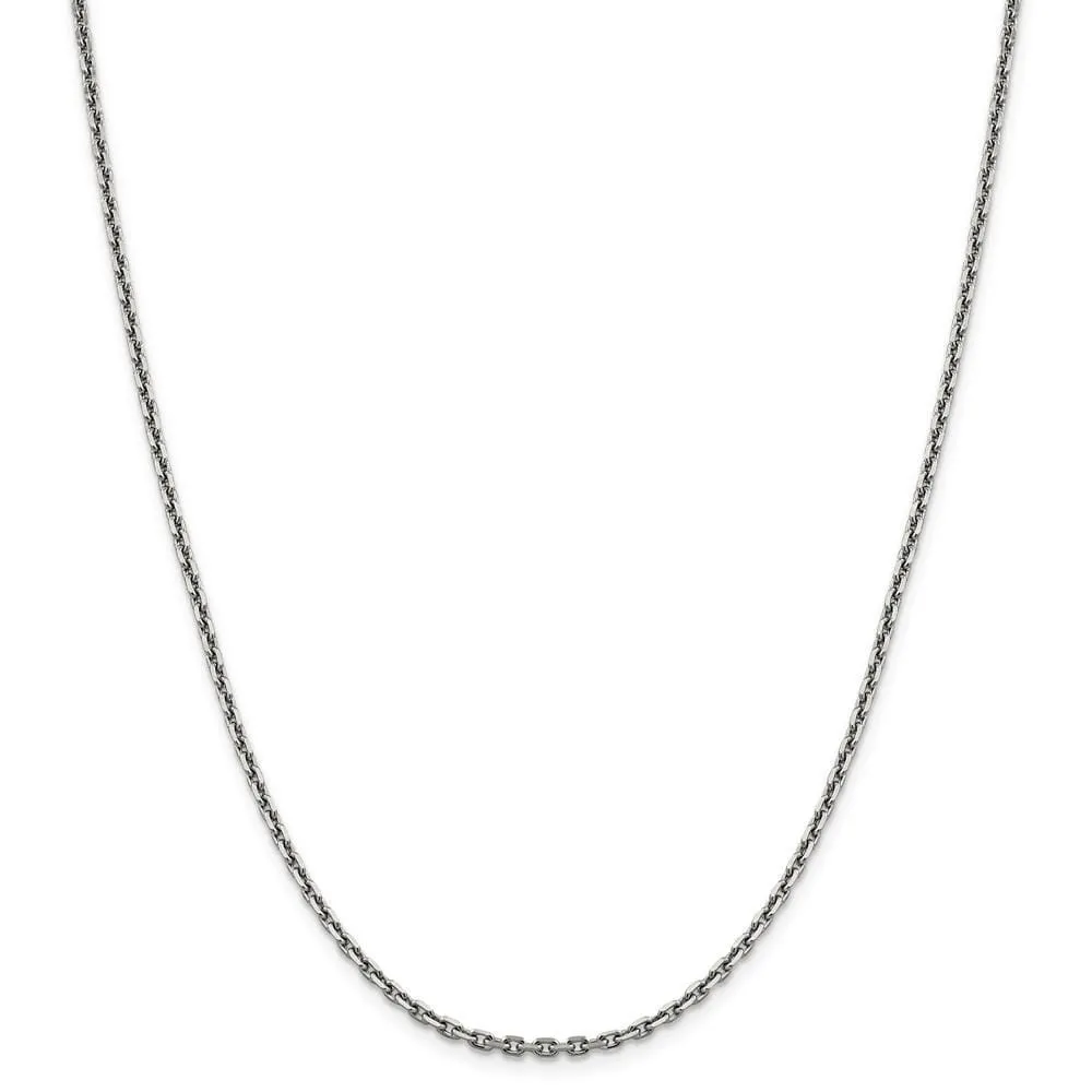 14k White Gold 2.50mm Solid D.C Cable Chain