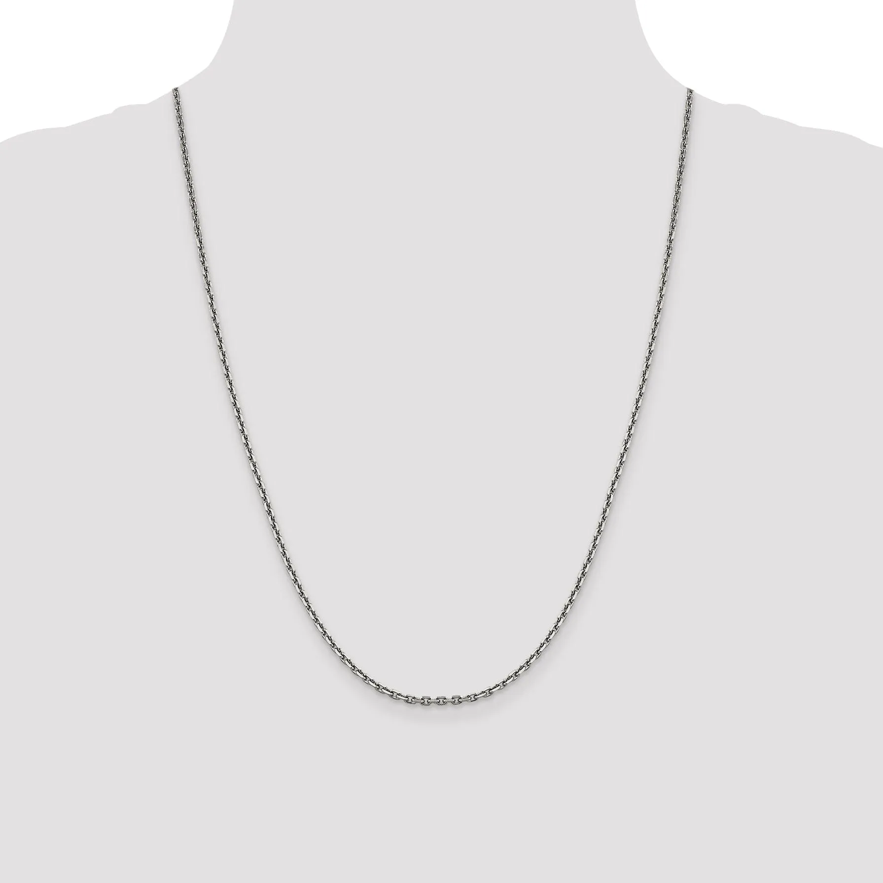 14k White Gold 2.50mm Solid D.C Cable Chain