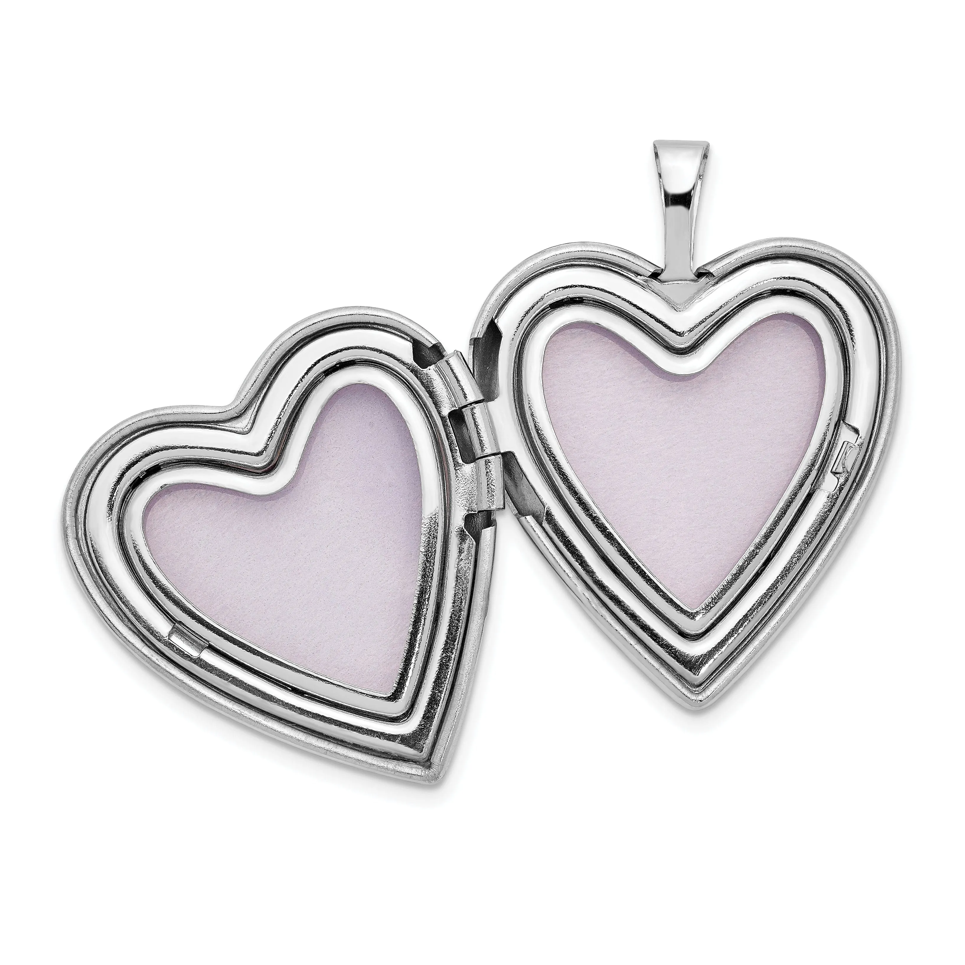 14k White Gold Flower Vine Border Heart Locket