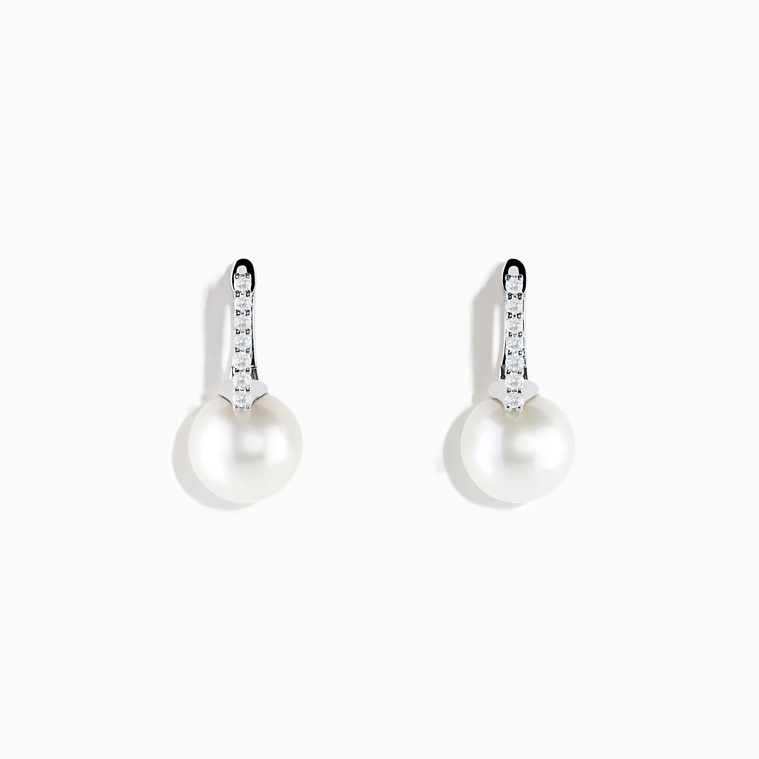 14K White Gold Fresh Water Pearl and Diamond Earrings