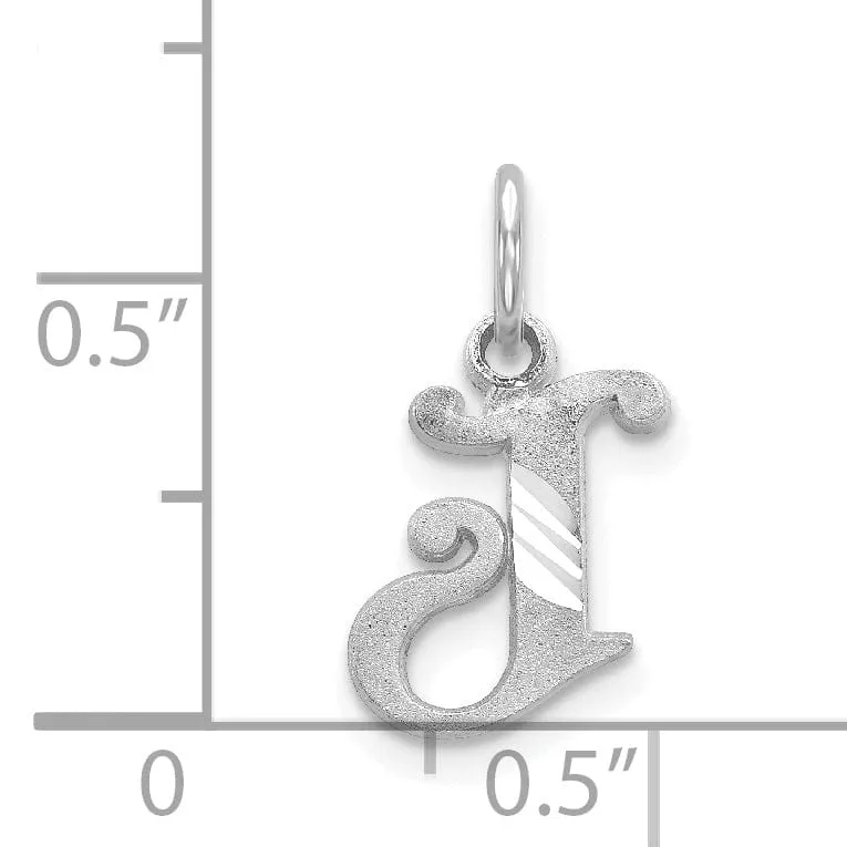 14k White Gold  Small Script Design Letter J Initial Charm Pendant