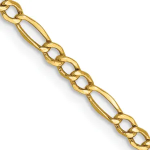 14k Yellow Gold 2.50-mm Semi Solid Figaro Chain