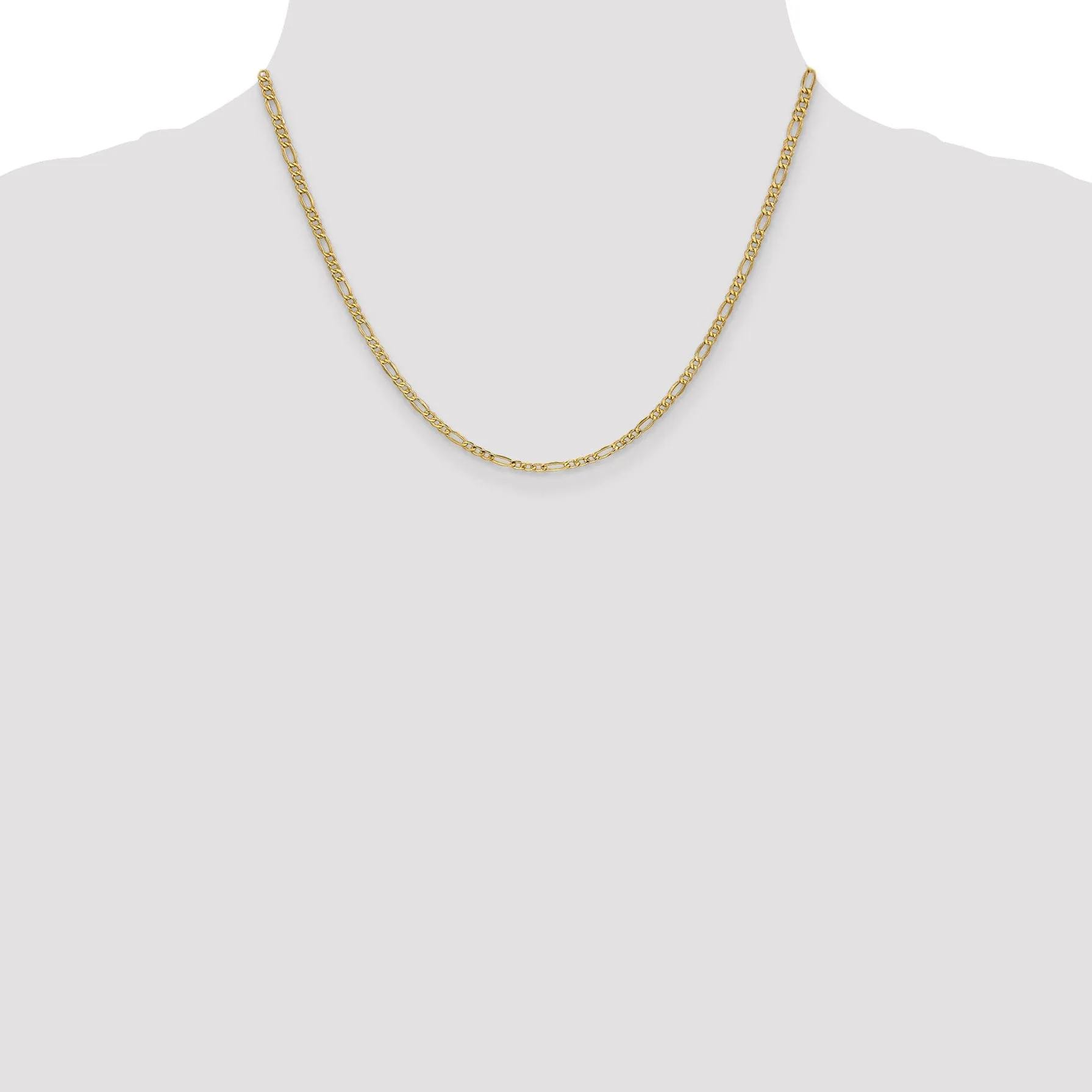 14k Yellow Gold 2.50-mm Semi Solid Figaro Chain