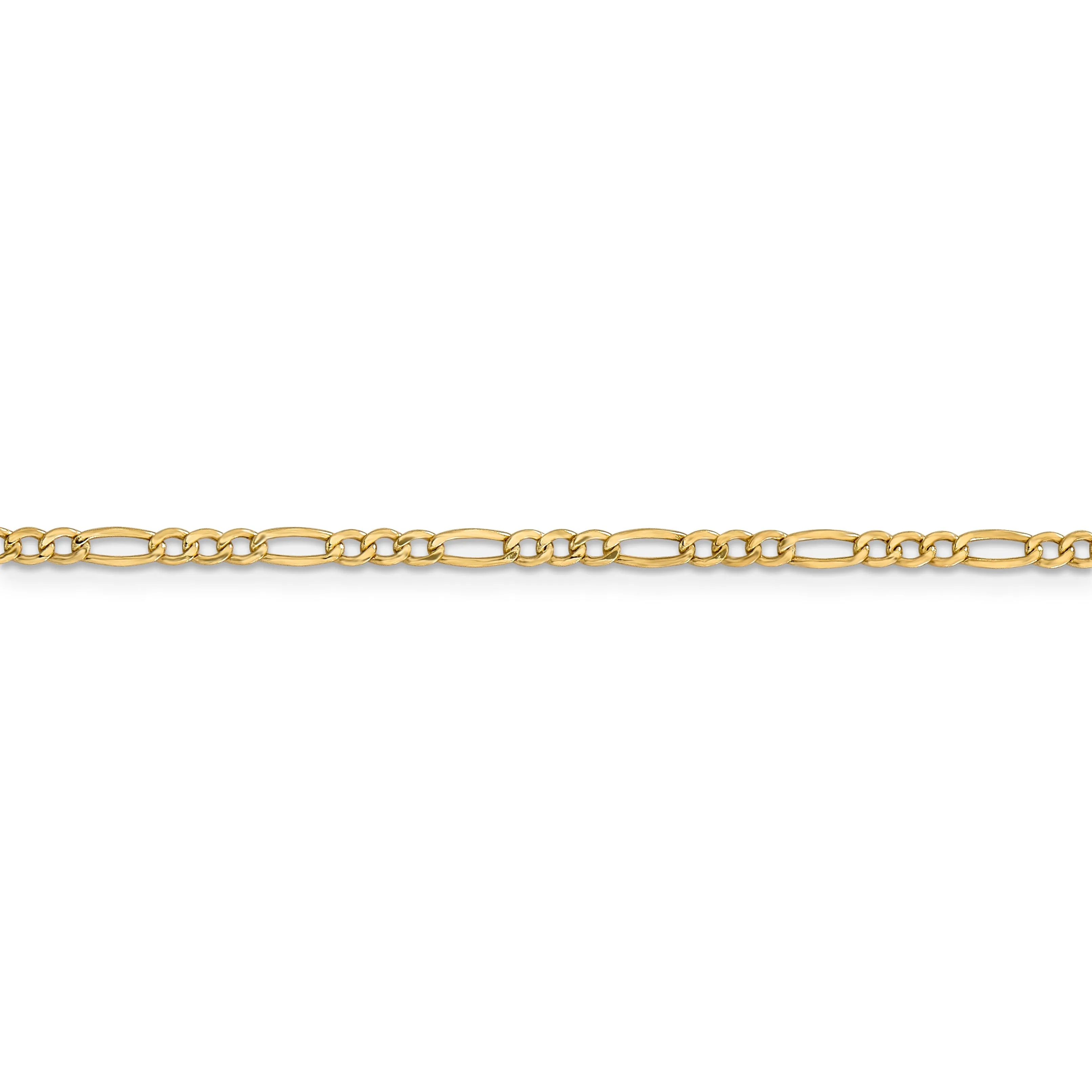 14k Yellow Gold 2.50-mm Semi Solid Figaro Chain