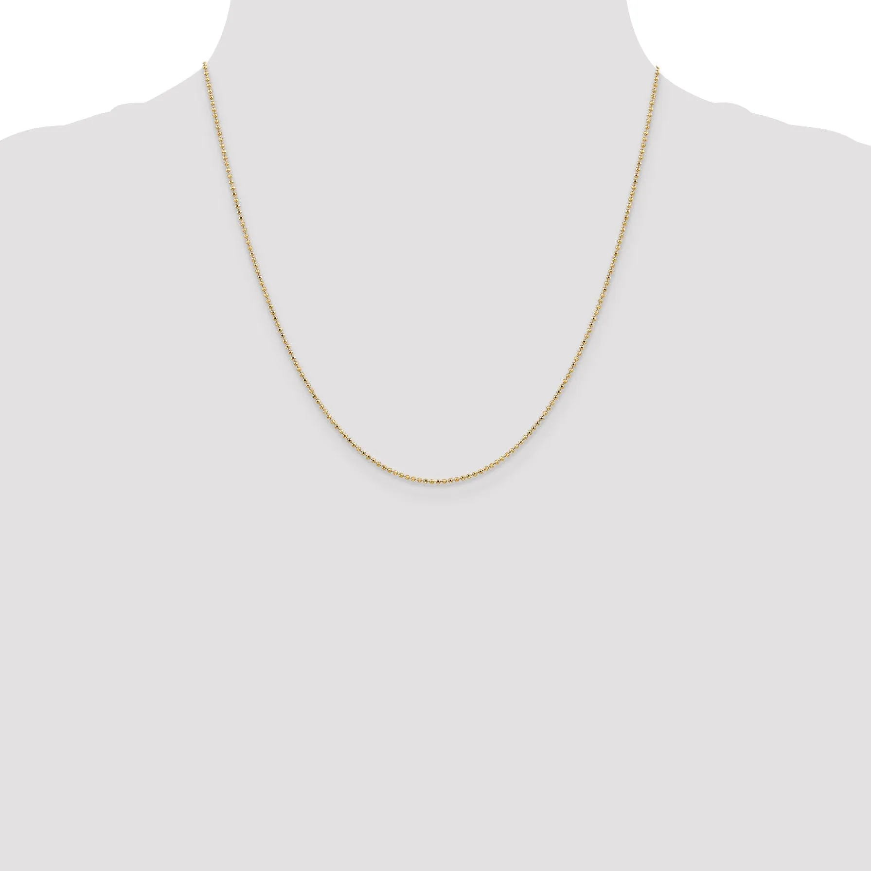 14k Yellow Gold Diamond Cut 1.20mm Bead Chain