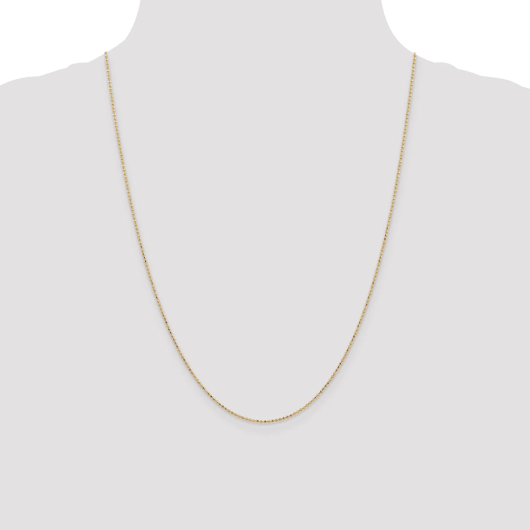 14k Yellow Gold Diamond Cut 1.20mm Bead Chain