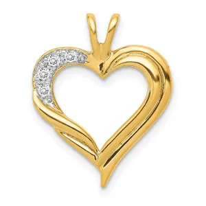 14k Yellow Gold Diamond Fancy Heart Design Pendant