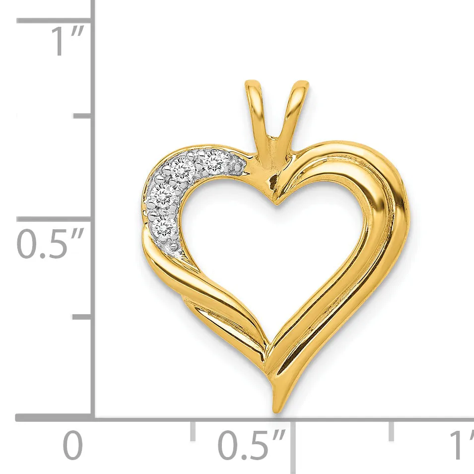 14k Yellow Gold Diamond Fancy Heart Design Pendant