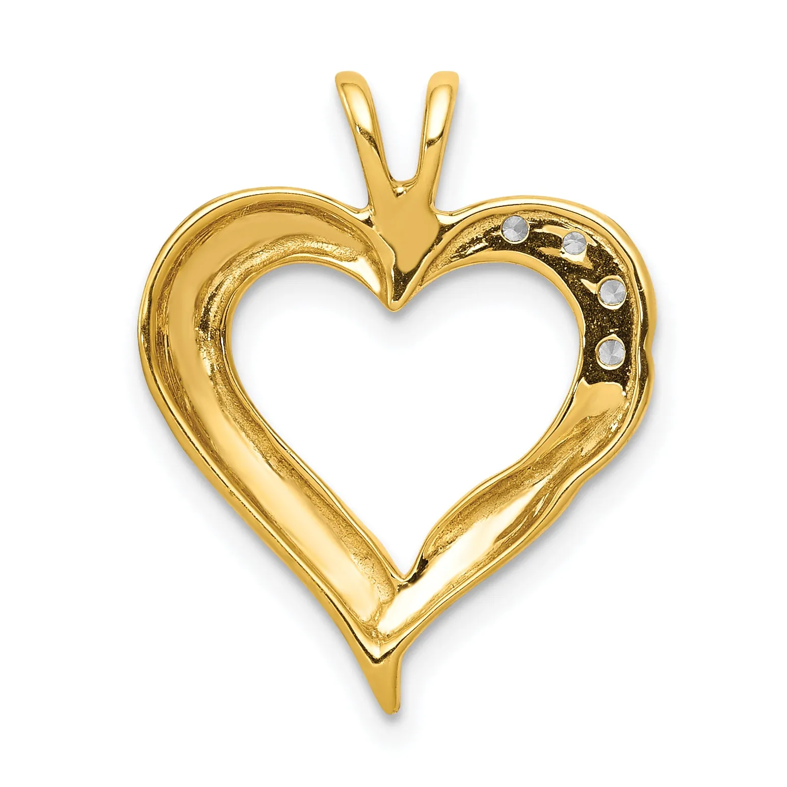 14k Yellow Gold Diamond Fancy Heart Design Pendant