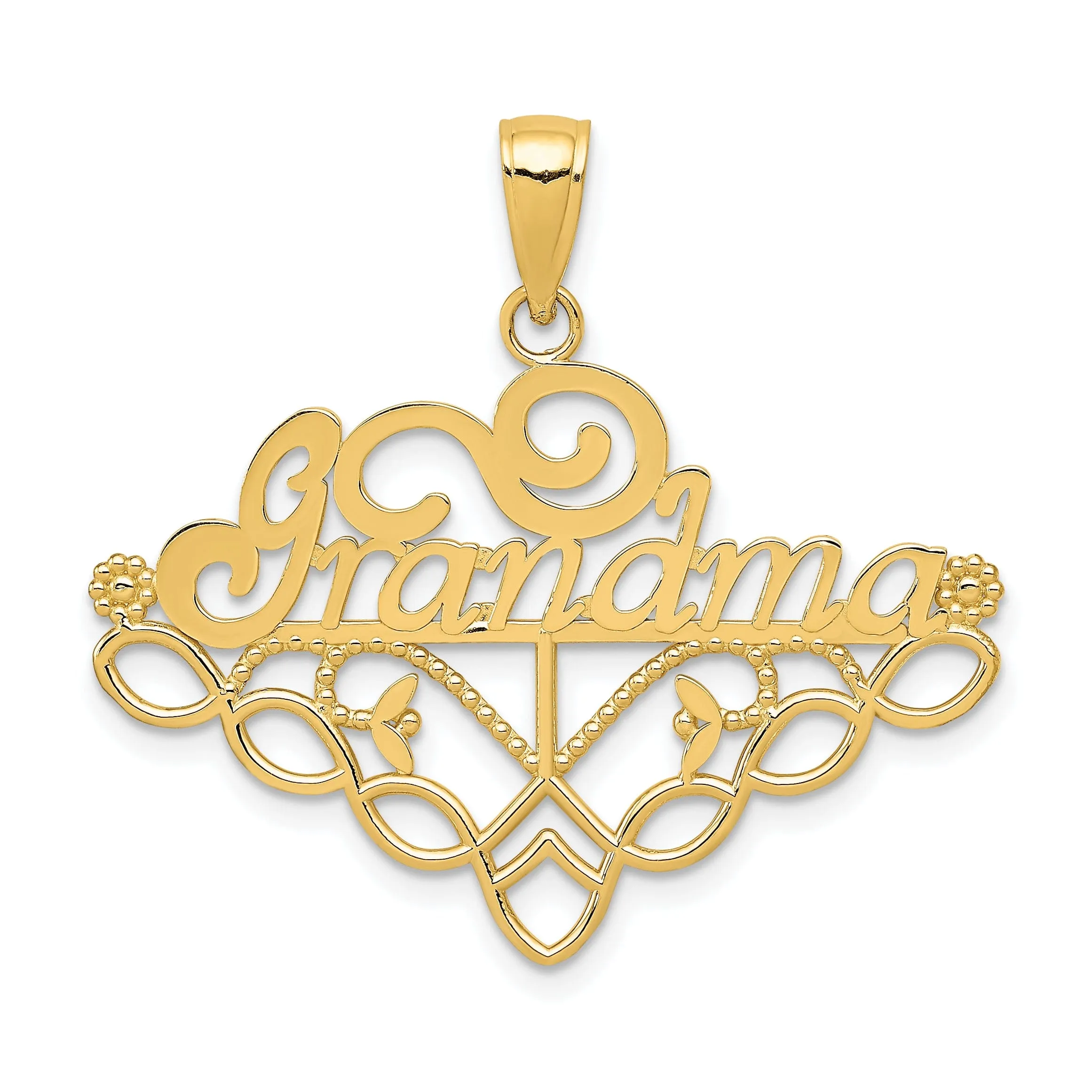 14k Yellow Gold Grandma Charm Holder Pendant