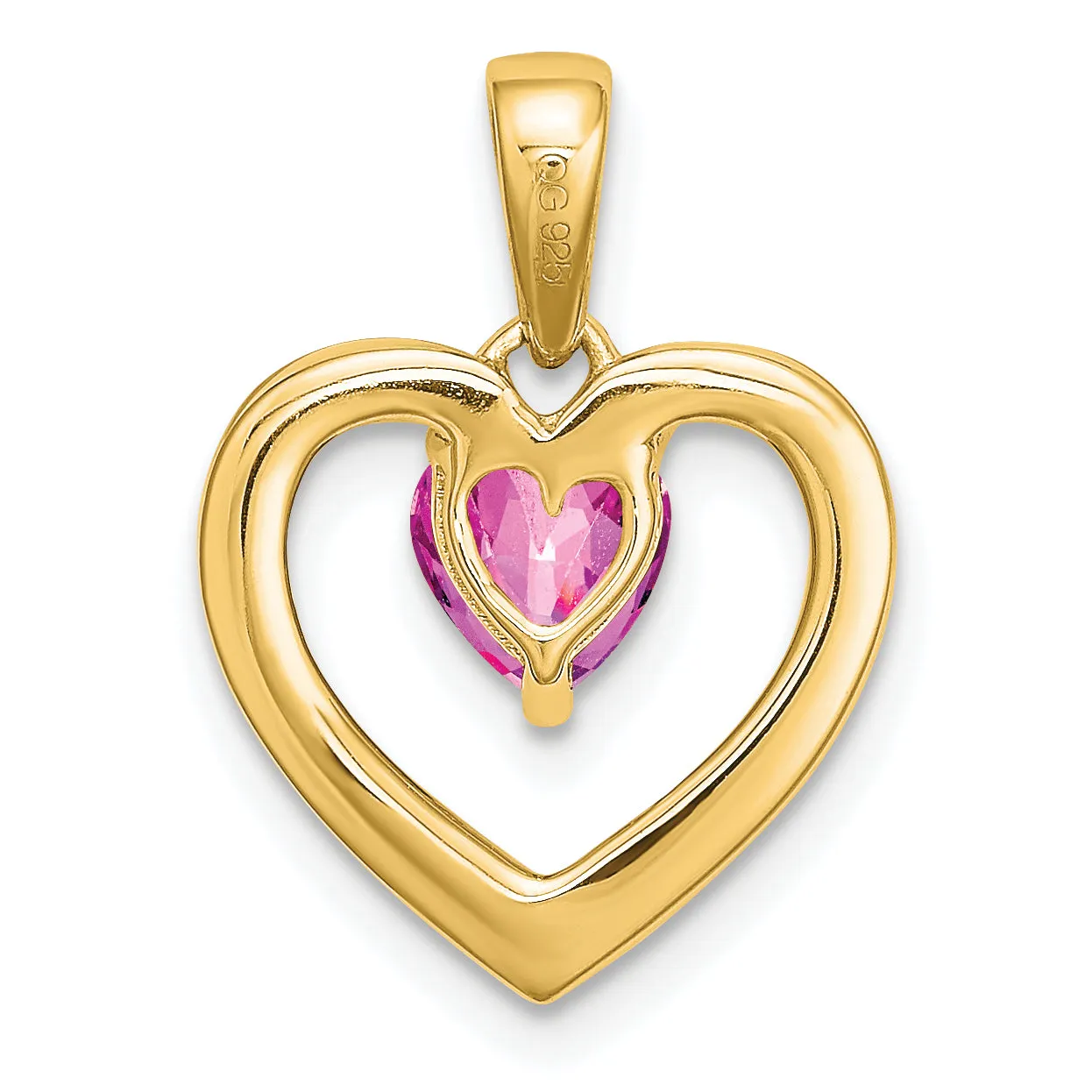 14k Yellow Gold Pink Sapphire and Diamond Heart Pendant