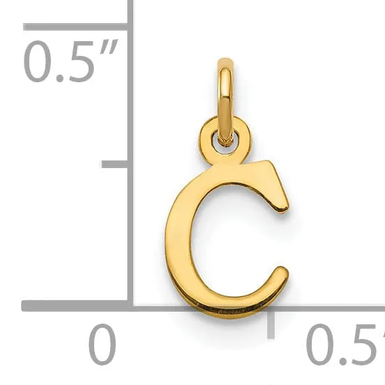 14k Yellow Gold Polished Finish Cut-Out Letter C Initial Design Charm Pendant