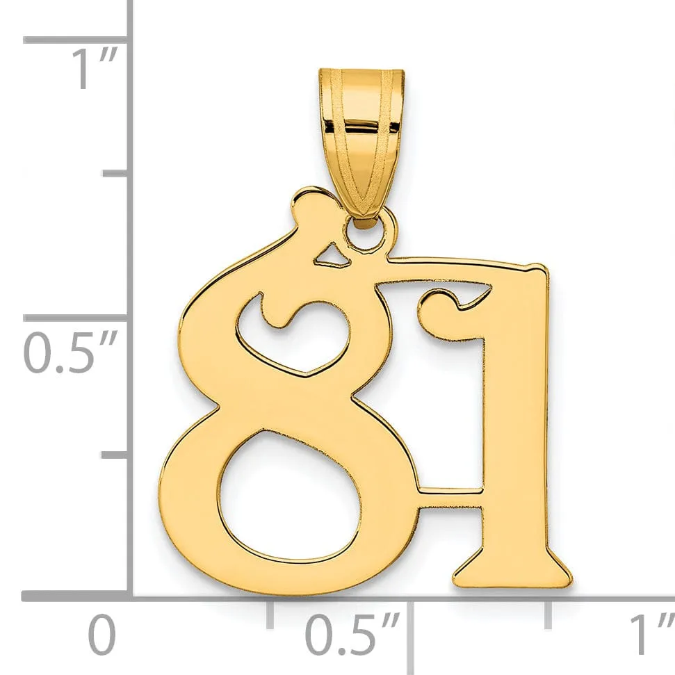 14k Yellow Gold Polished Finish Number 81 Charm Pendant