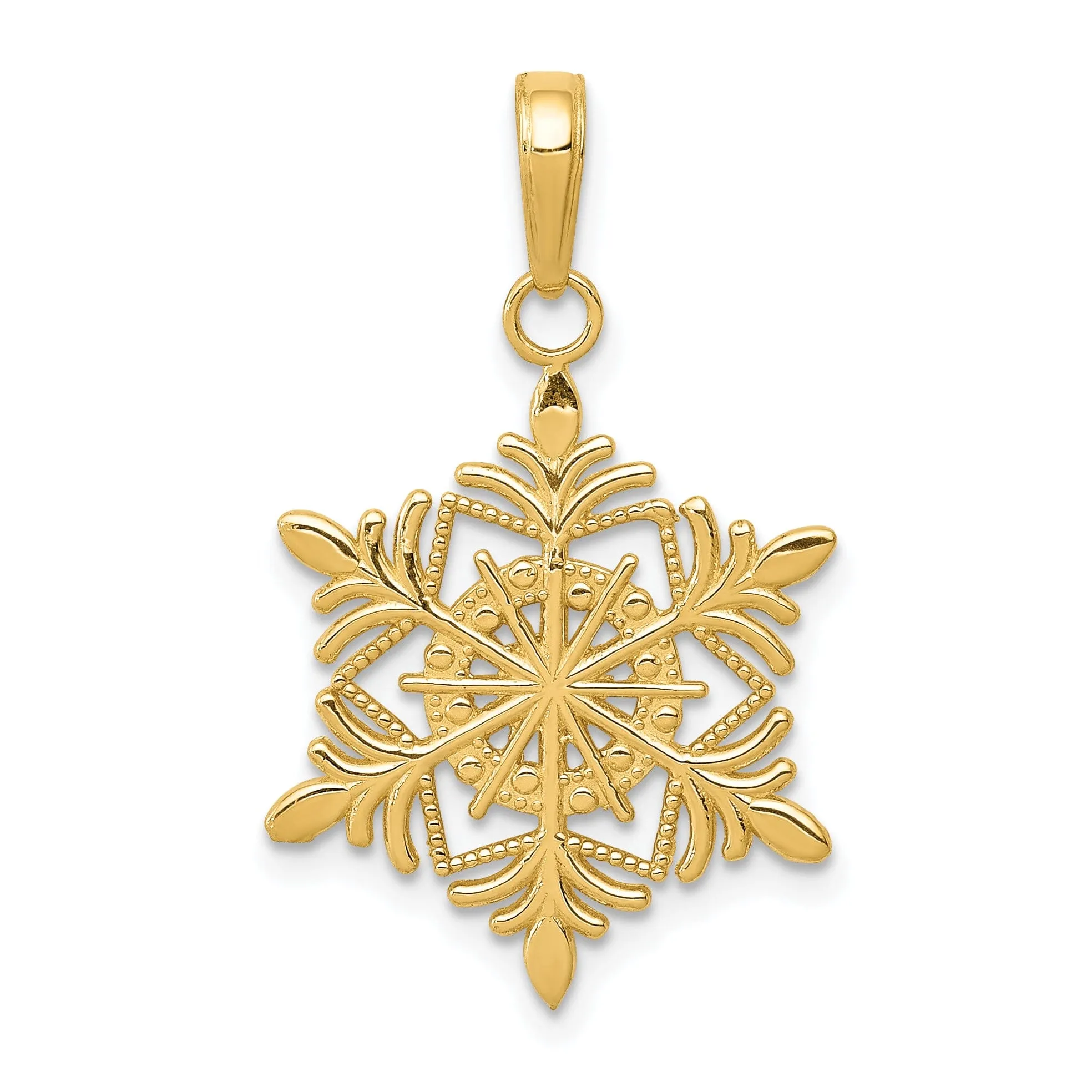 14k Yellow Gold Polished Snowflake Pendant