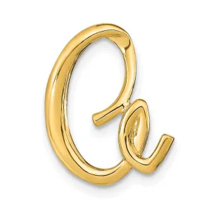 14k Yellow Gold Script Design Large Letter A Initial Slide Pendant