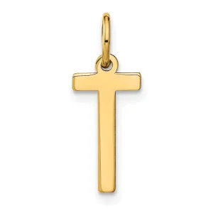 14k Yellow Gold Women's Letter T Initial Charm Pendant