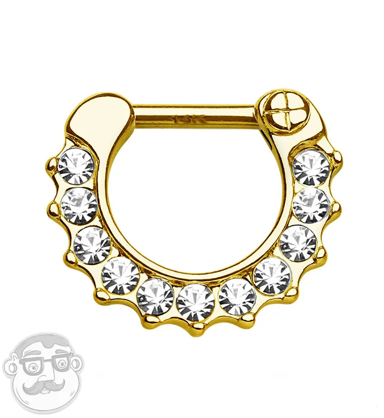 14kt Gold CZ Gem Rim Septum Clicker