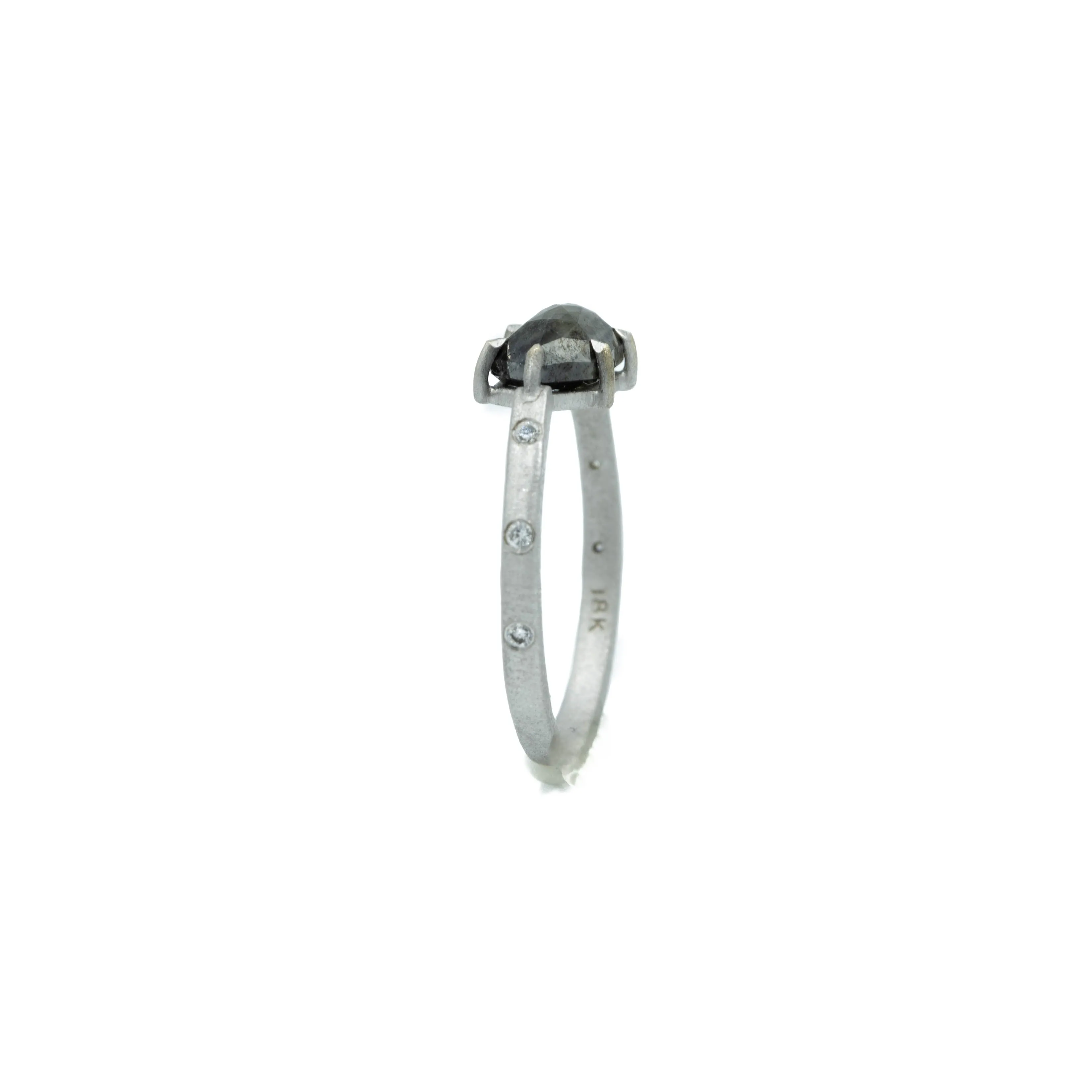 14kw 1.51ct Elongated Hexagon Salt & Pepper with Flush Accents Diamond Ring