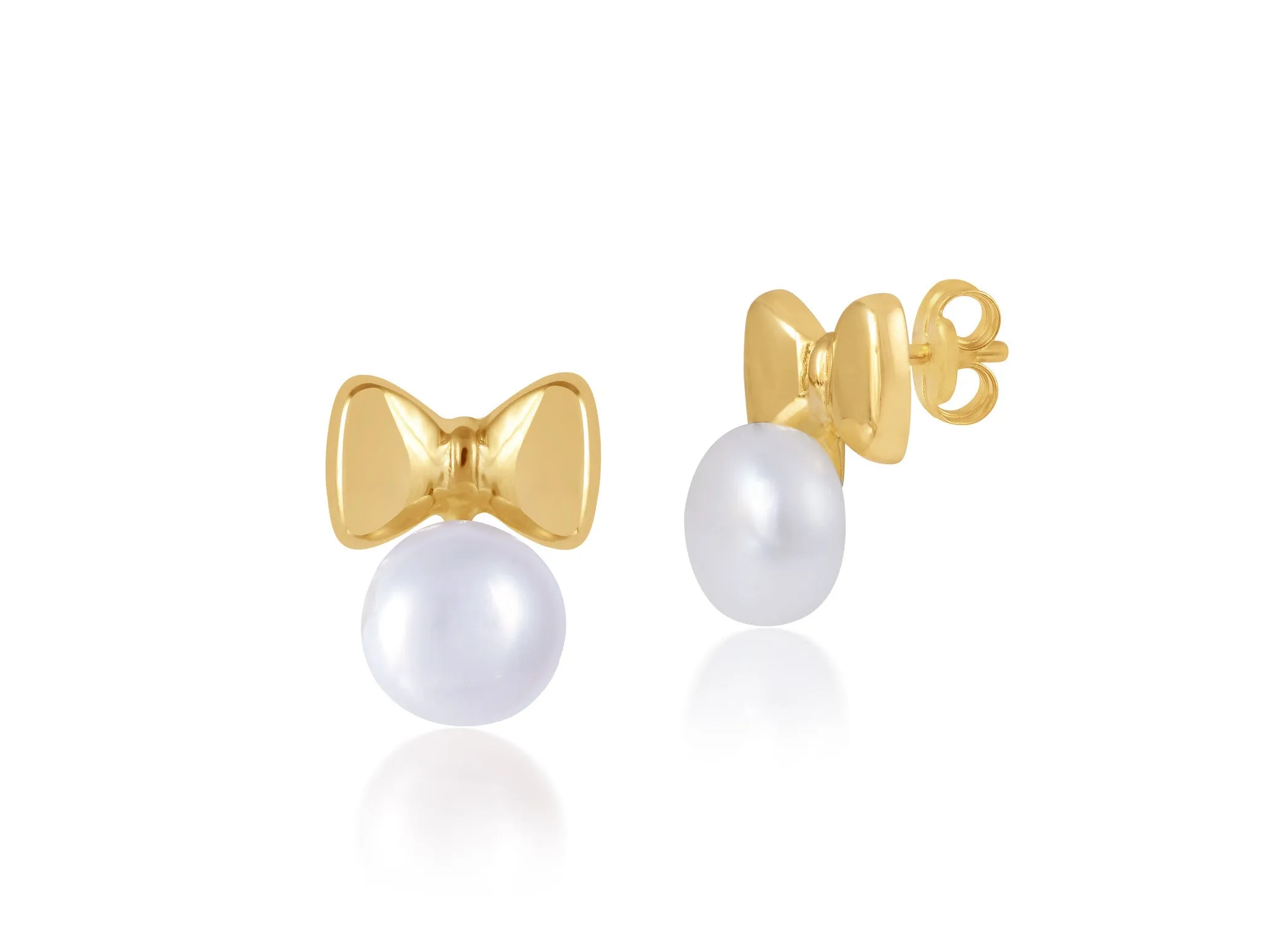 18K Gold Little Bow Peep Earrings <br> Bows & Ties Collection