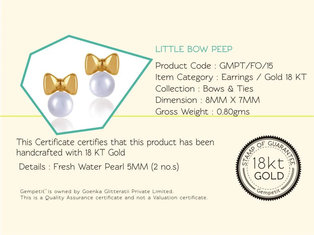 18K Gold Little Bow Peep Earrings <br> Bows & Ties Collection