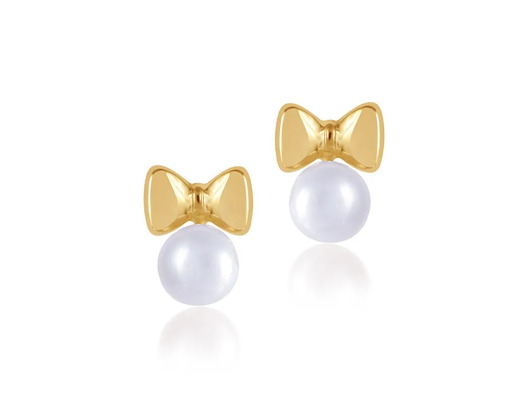 18K Gold Little Bow Peep Earrings <br> Bows & Ties Collection