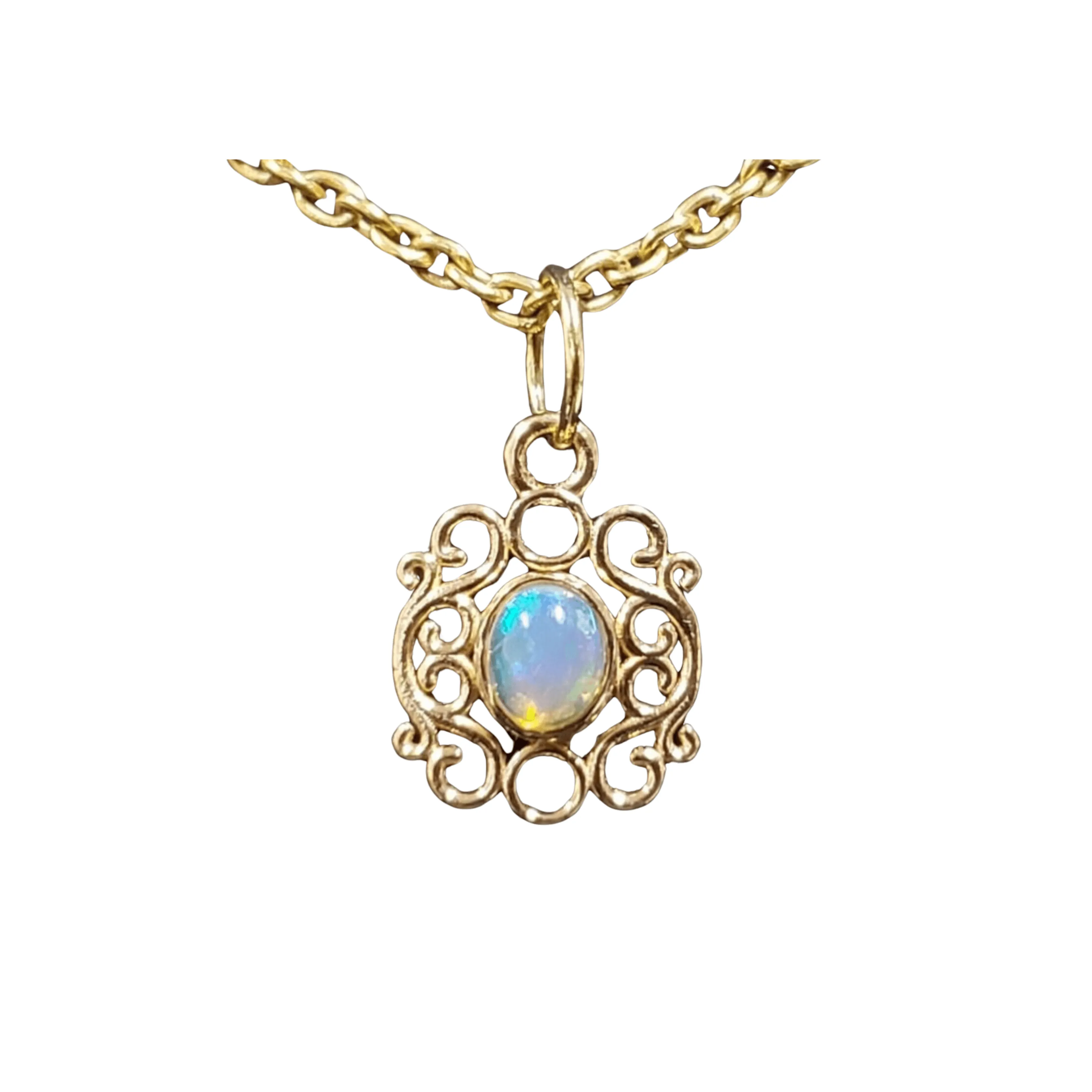 18k Gold Opal Charm Pendant