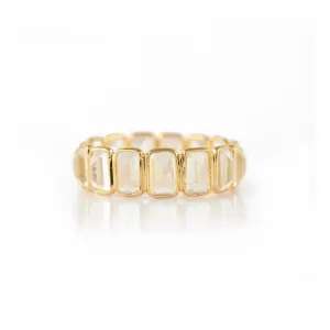 18K Gold Rainbow Moonstone Eternity Band