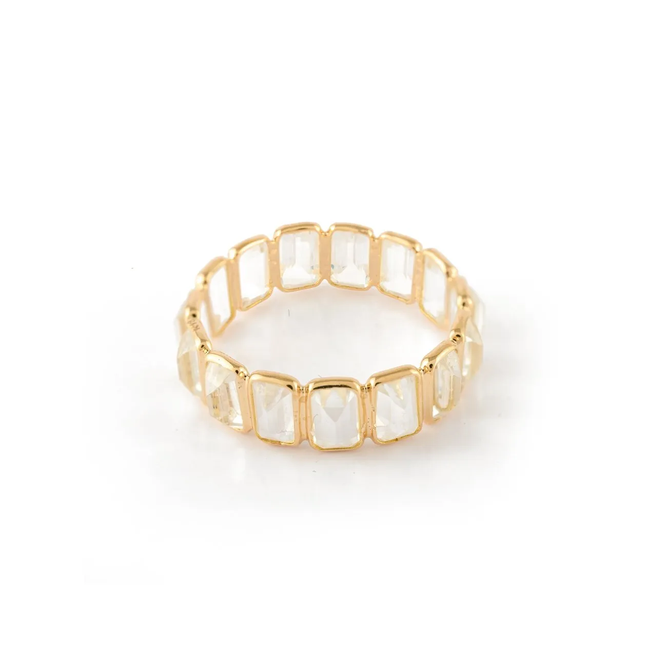 18K Gold Rainbow Moonstone Eternity Band