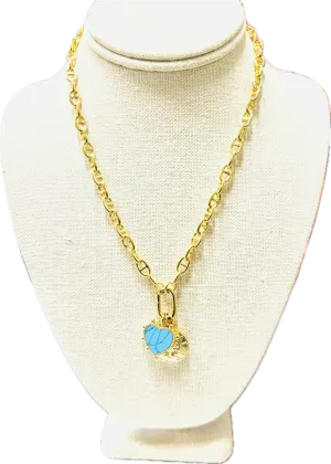 3-Charm Turquoise Heart Necklace