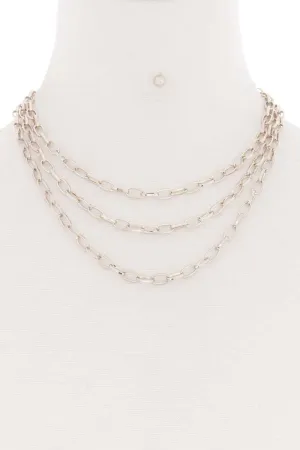 3 Simple Metal Chain Layered Necklace