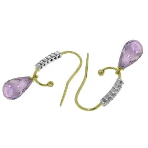 4.68 Carat 14K Solid Yellow Gold Impressions Amethyst Diamond Earrings