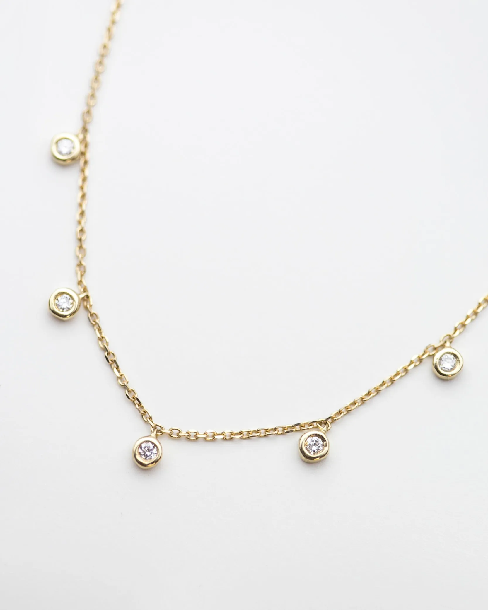 5 Diamond Bezel Charm Necklace