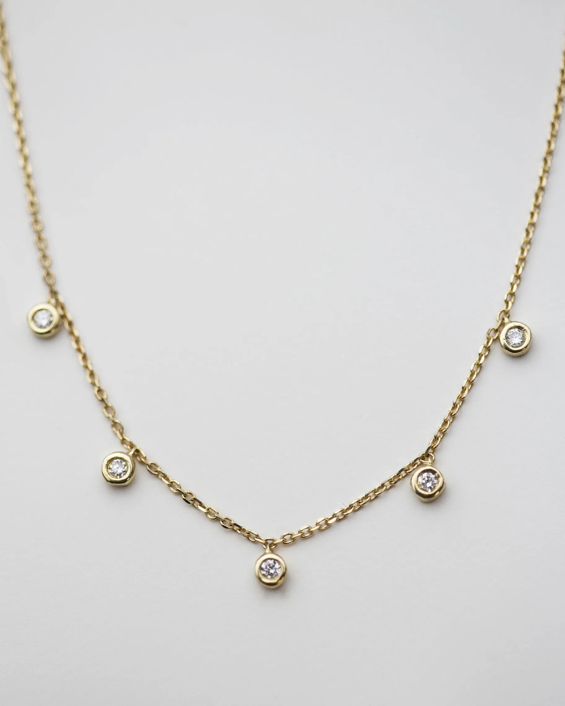 5 Diamond Bezel Charm Necklace