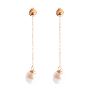 8 mm White Pearl Gold Earrings