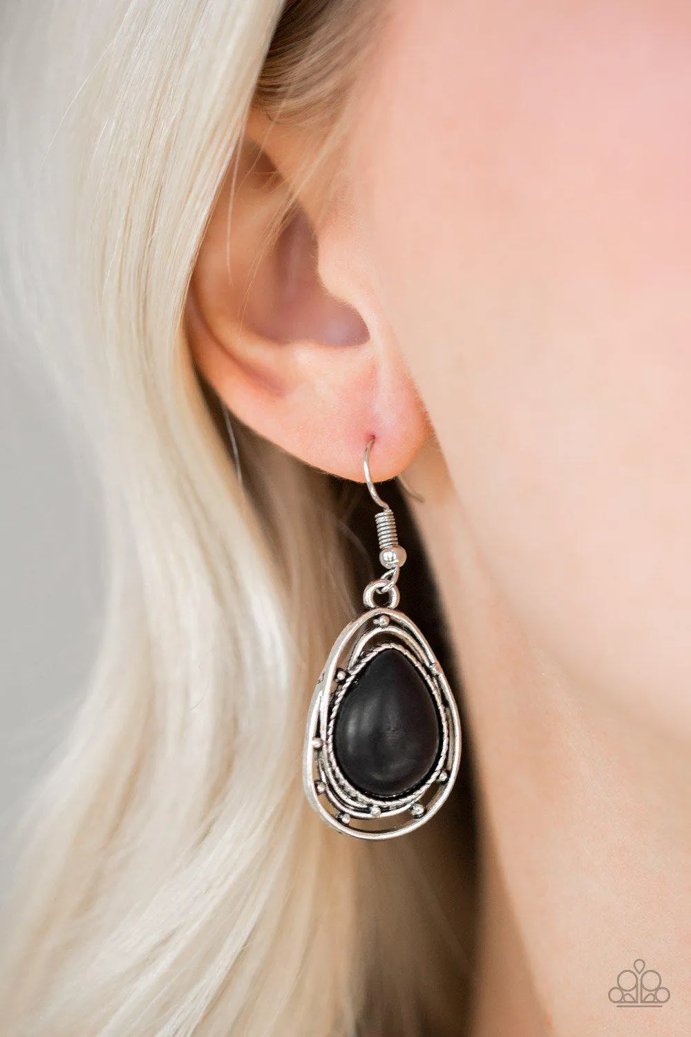 Abstract Anthropology Black Stone Earrings - Paparazzi Accessories