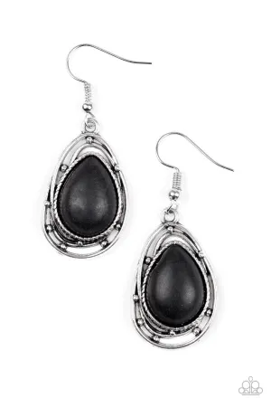 Abstract Anthropology Black Stone Earrings - Paparazzi Accessories