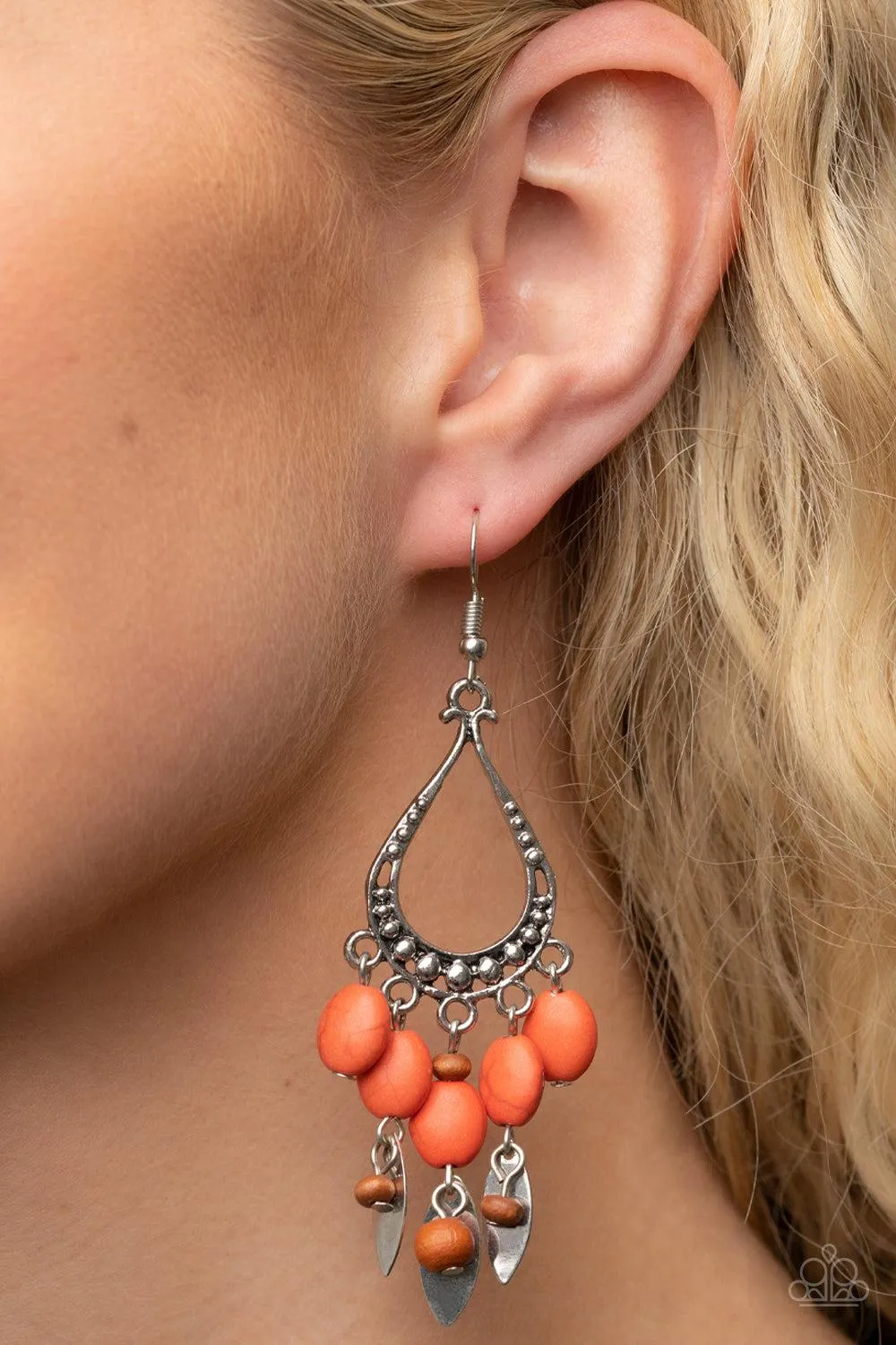 Adobe Air Orange Stone Earrings - Paparazzi Accessories