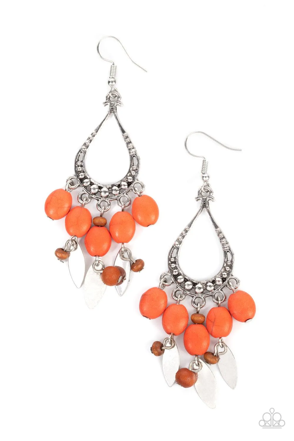 Adobe Air Orange Stone Earrings - Paparazzi Accessories