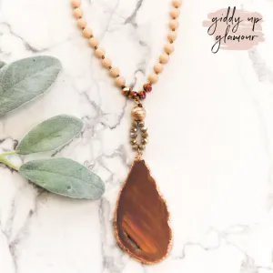 Agate Pendant Necklace in Champagne