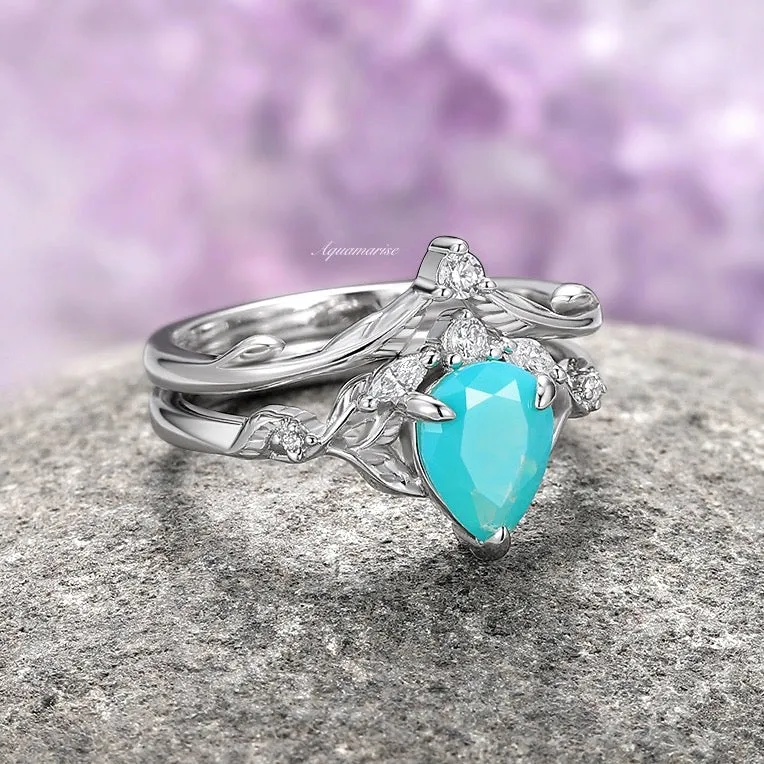 Airee Turquoise Opalescent Blue Sapphire Ring- 925 Sterling Silver