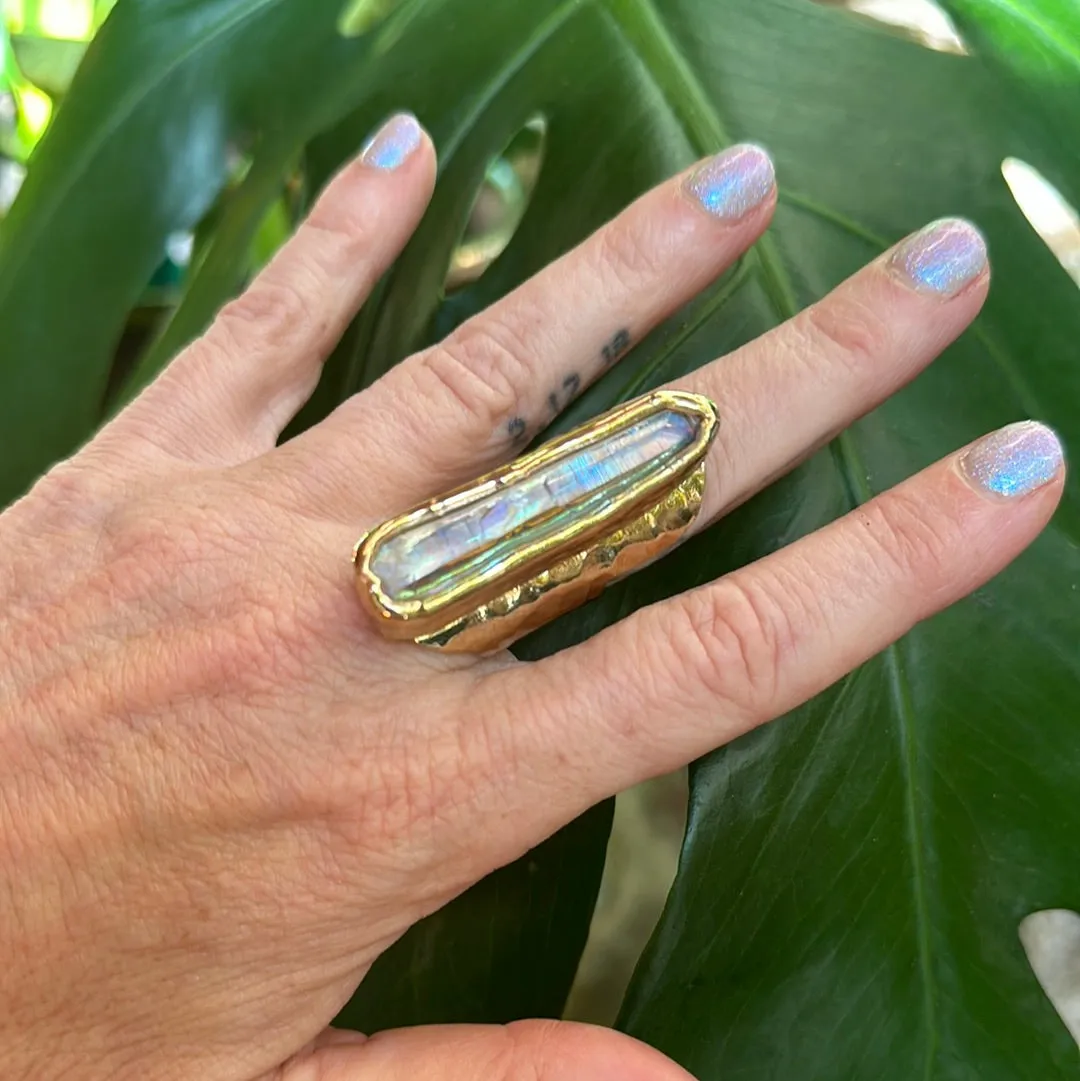 Angel Aura Lemurian Quartz Ring #11