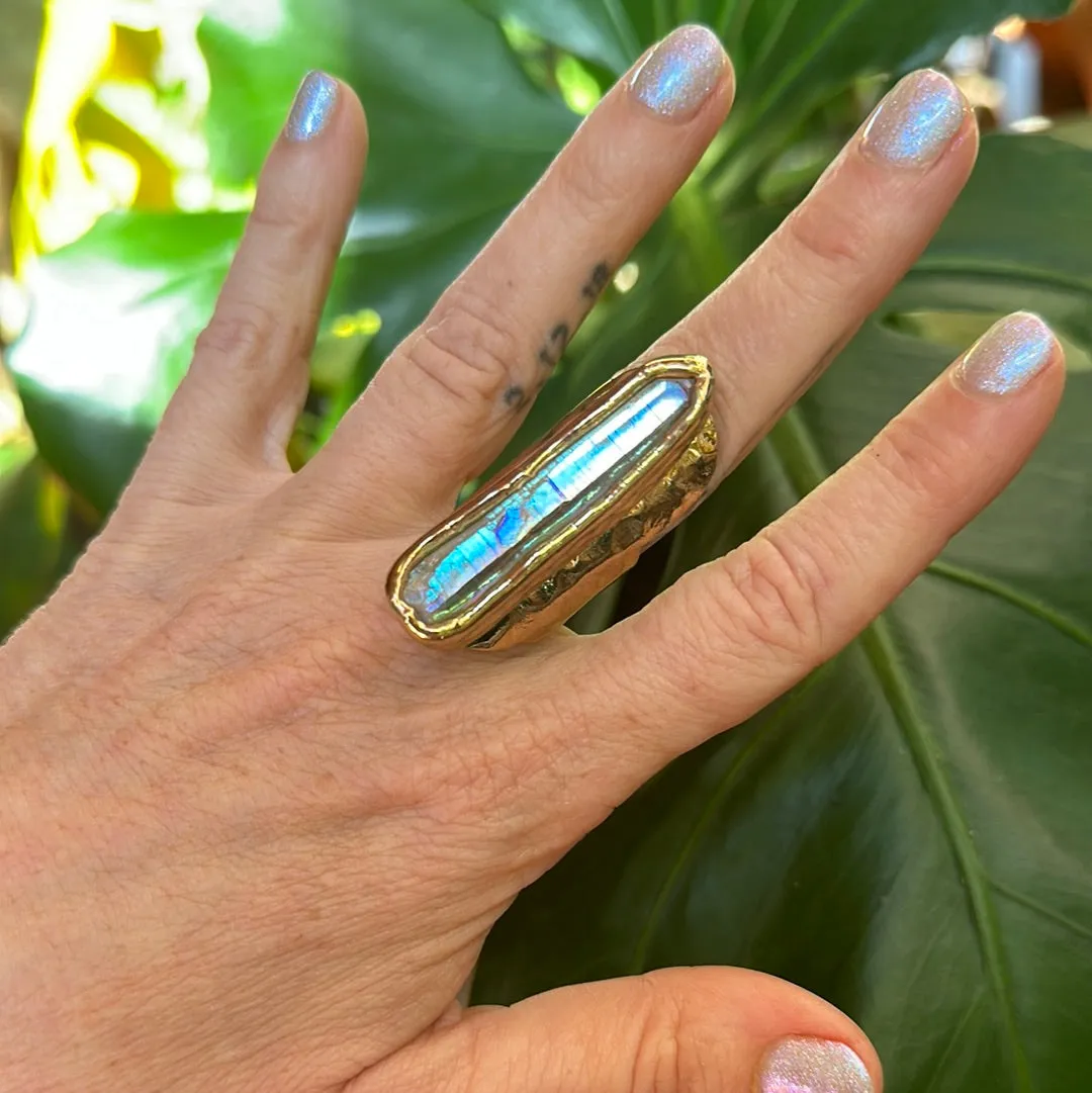 Angel Aura Lemurian Quartz Ring #11