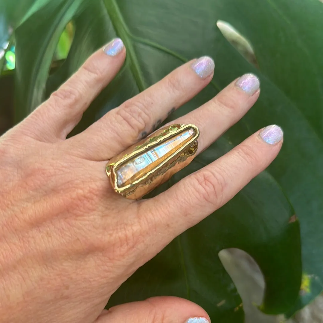 Angel Aura Lemurian Quartz Ring #12